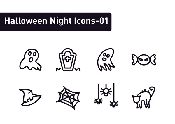 Ikone Der Halloween Nacht Isoliert Auf Weißem Hintergrund Ep01 — Stockvektor