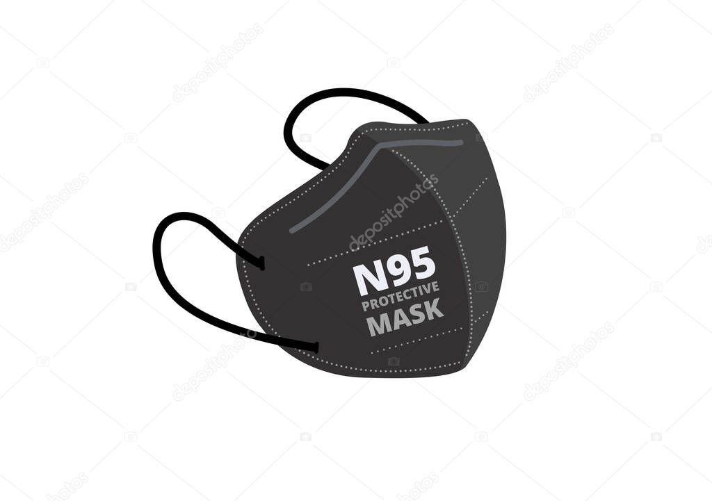 black n95 mask vector isolated on white background ep42