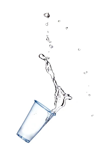 Water splash en dalende glas — Stockfoto
