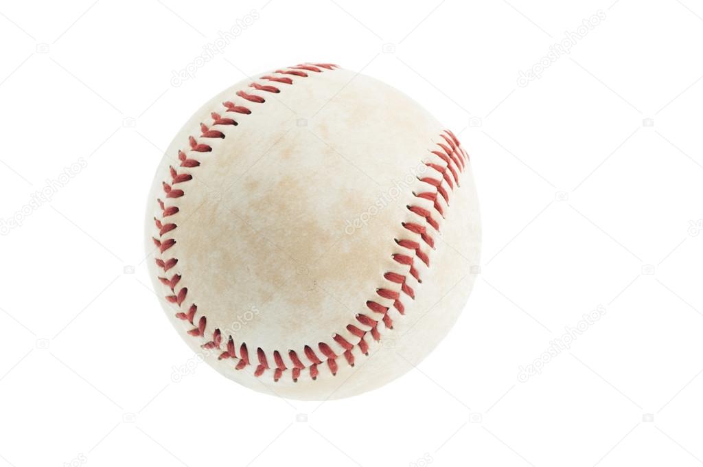 Worn baseball isolated on white