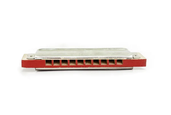 Harmonica isolé sur blanc — Photo