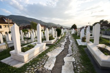 Saraybosna cityscape mezarlıkta