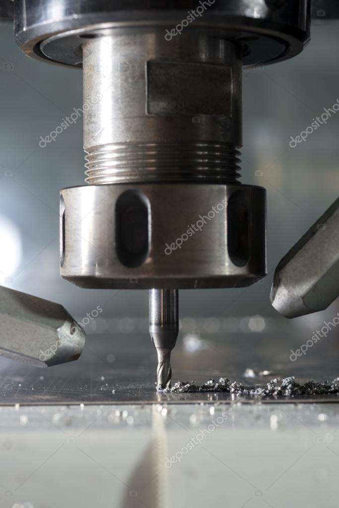CNC metal machining by mill — Stock Photo © RomboStudio 83686944