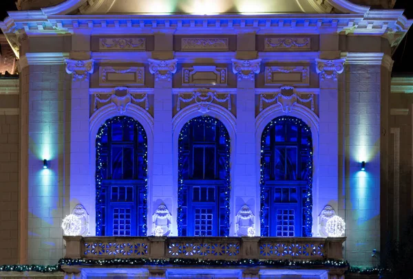 Christmas Decoration Balcony Town Hall Plovdiv Bulgaria Details New Year — Stock Photo, Image