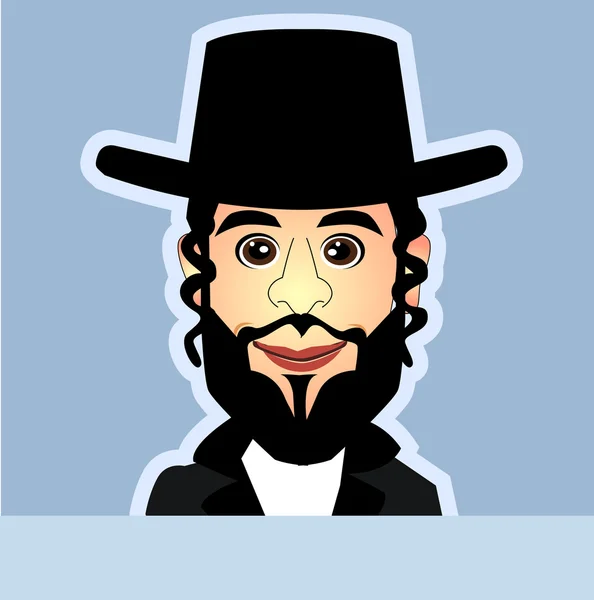 Rabbi. Ilustrație de desene animate de rabin cu barbă scurtă — Fotografie de stoc gratuită