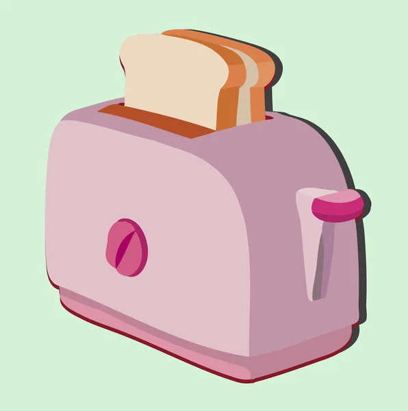 Flat illustration toaster, pink — Stock Vector