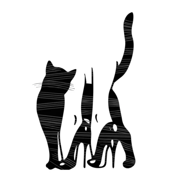 Gato Peludo Negro Archivo Contiene Estilos Gráficos Disponibles Illustrator — Vector de stock