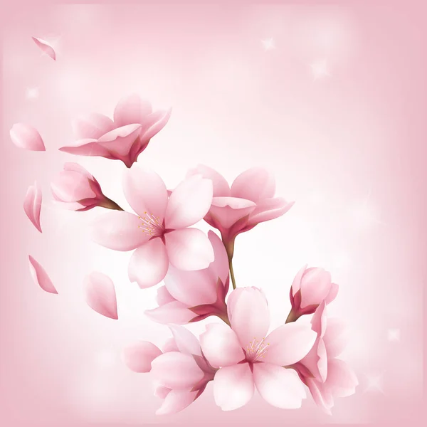 Karte Mit Stilisierter Kirschblüte Vorlage Für Grußkarten Zum Frauentag — Stockvektor