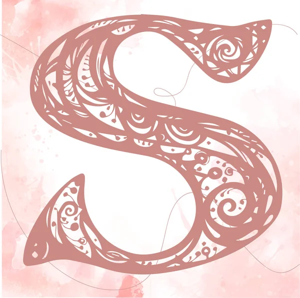 頭文字 文字Sの花アルファベット 設計ベクトル アルファベット書道タイポグラフィー モノグラム — ストックベクタ