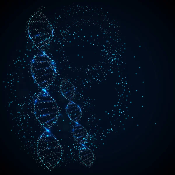 Estrutura da molécula do ADN, relação futurista da ficção científica, fundo do vetor na tecnologia do conceito, comunicação, digital, ai, ciência. — Vetor de Stock