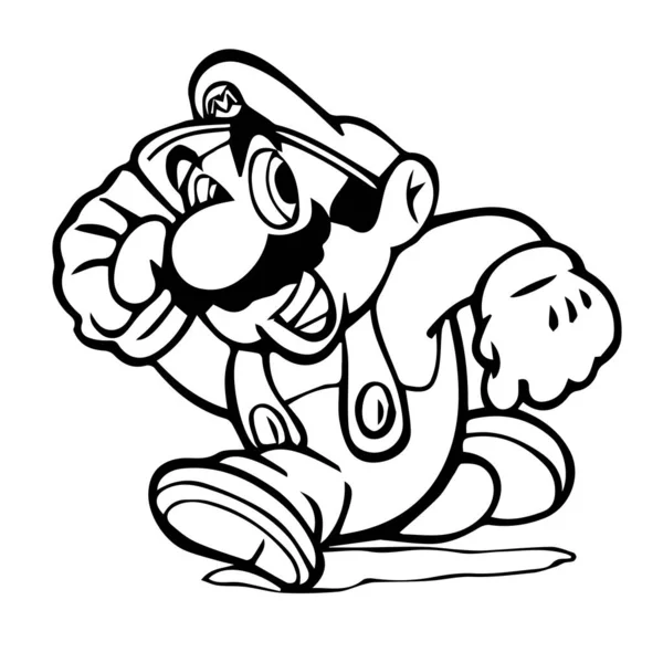 Mario pixel umění vytištěné na plakátu, Mario je fiktivní postava v Mario videohry franšízy, vytvořené Nintendo. Vektorové ilustrace maskota Super Mario — Stockový vektor