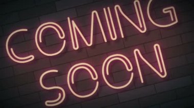 Yakında Neon İşareti Işıkları animasyon 4K video arkaplanı.