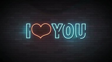 Seni seviyorum Neon Tabelasının Işıkları animasyon 4K video arka plan.