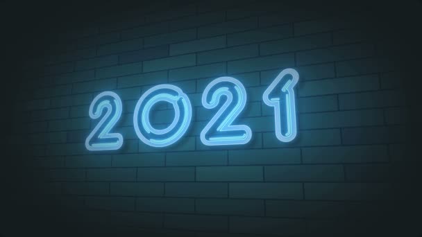 2021 Neon Sign Lights Animation Videovägg Bakgrund — Stockvideo