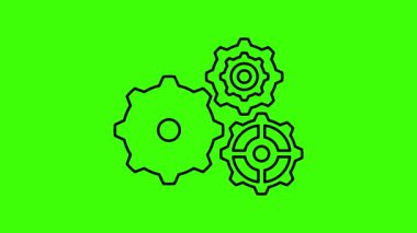 Vites çizgisi simgesi hareketli grafik animasyonu. Yeşil arkaplan. 4K hareket grafiği.