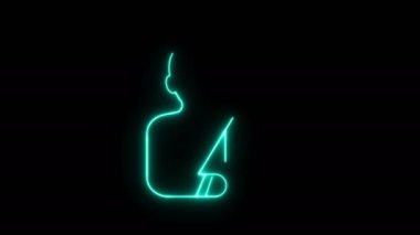 Kırık kollu bir hasta - parlak neon hattı işareti 4K video. Siyah Arkaplanda izole edilmiş.