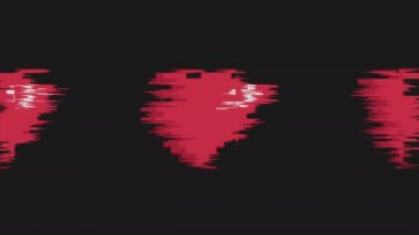  Arıza Efektli Retro Kırmızı Kalp Simgesi. 4K video.