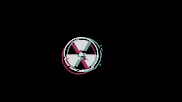 Arıza Efektli Retro Radyasyon Simgesi Video — Stok video