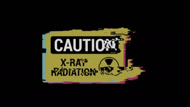 Retro Ray Radiation Caution Glitch Effect Video — Stock Video