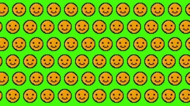 piksel gülen yüz animasyon arkaplan deseni. 4K video.