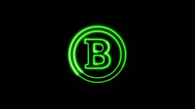 Bitcoin neon ışıklı çizgi simgesi siyah arkaplanda izole edildi. hareketli animasyon 4K Video 