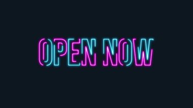 Siyah arkaplan 4K video üzerine Neon Parlayan metin aç