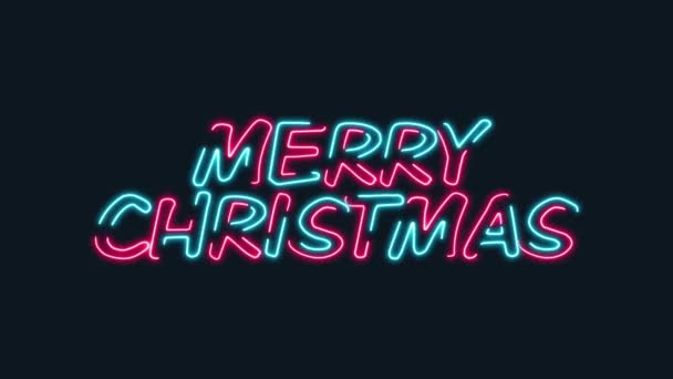 Buon Natale Neon Testo Luminoso Sfondo Nero Video — Video Stock