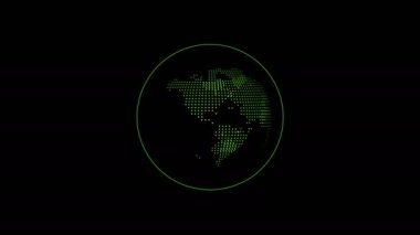 green motion globe futuristic animation.4k video