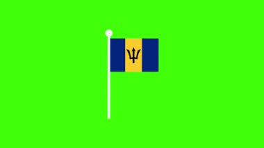 Barbados bayrak animasyonu - Vector art 4K video. Basit hareket animasyonu. Daha Açıklayıcı Video için kullanılabilir. Yeşil arkaplan