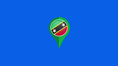 Saint Kitts ve Nevis Placeholder animasyon 4K video. Basit hareket animasyonu. Açıklayıcı video için kullanılabilir. Mavi arkaplan