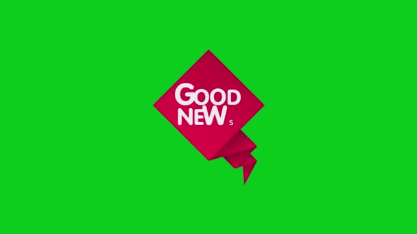 Kabar Baik Sign Good News Paper Origami Speech Bubble Animation — Stok Video