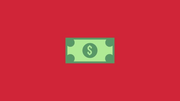 Dollar Banknotes Icon Animation Vector Art Video Simple Motion Animation — Stock Video