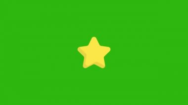 Yıldız simgesi animasyonu. Projeniz için video olarak kullanılabilir ve yeşil arkaplanda izole edilmiş bir video. Çember patlama efektli yıldız simgesi.