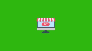 e-ticaret simgesi animasyonu projeniz ve izole edilmiş yeşil arkaplan videonuz için video olarak kullanılabilir. Çember patlama efektli e-ticaret simgesi.