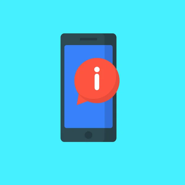 akıllı telefon ve bilgi simgesi. Web UI, mobil upp, banner, poster.Vector illüstrasyon için renkli düz vektör simgesi..