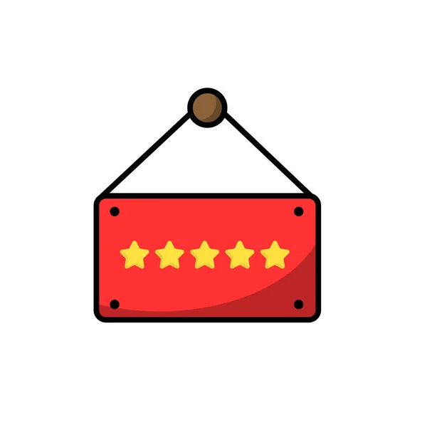 Five Star Rating Sign Colored Flat Vector Icon Design Web — Stock Vector
