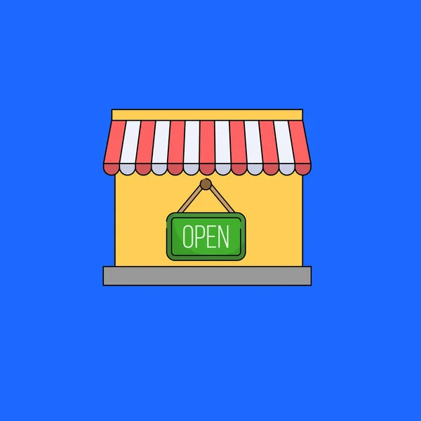 Shop Open Icon Colored Flat Vector Icon Design Für Web — Stockvektor