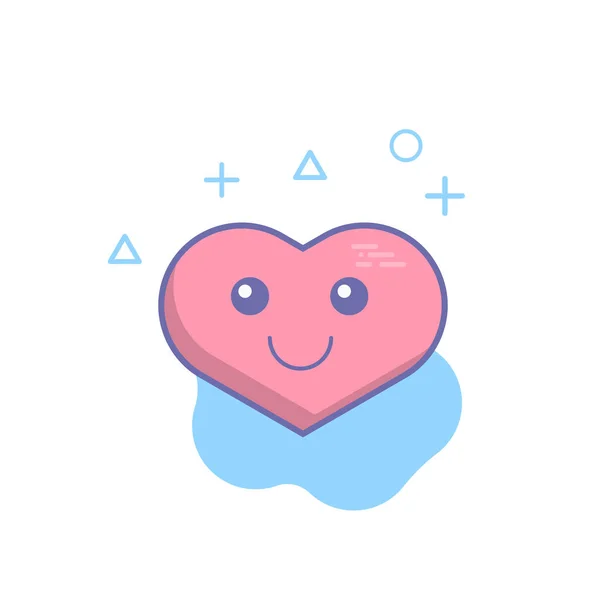Smiling Heart Emoticon Kawaii Cartoon Illustration Funny Vector Illustration — Stock Vector