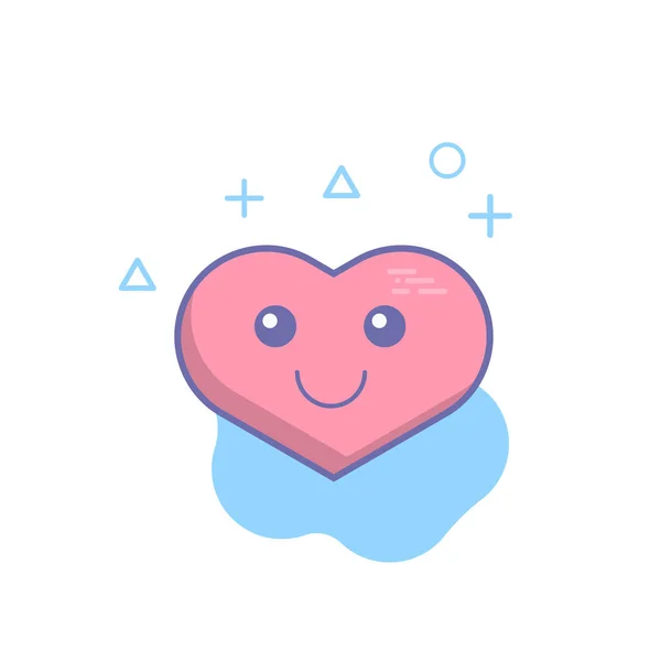 Lächelndes Herz Emoticon Kawaii Cartoon Illustration Funny Vektorillustration — Stockvektor