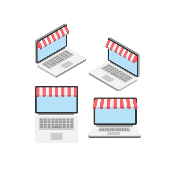 Design Isometrico Online Shopping Icon Flat Illustrazione Vettoriale Semplice Icon — Vettoriale Stock