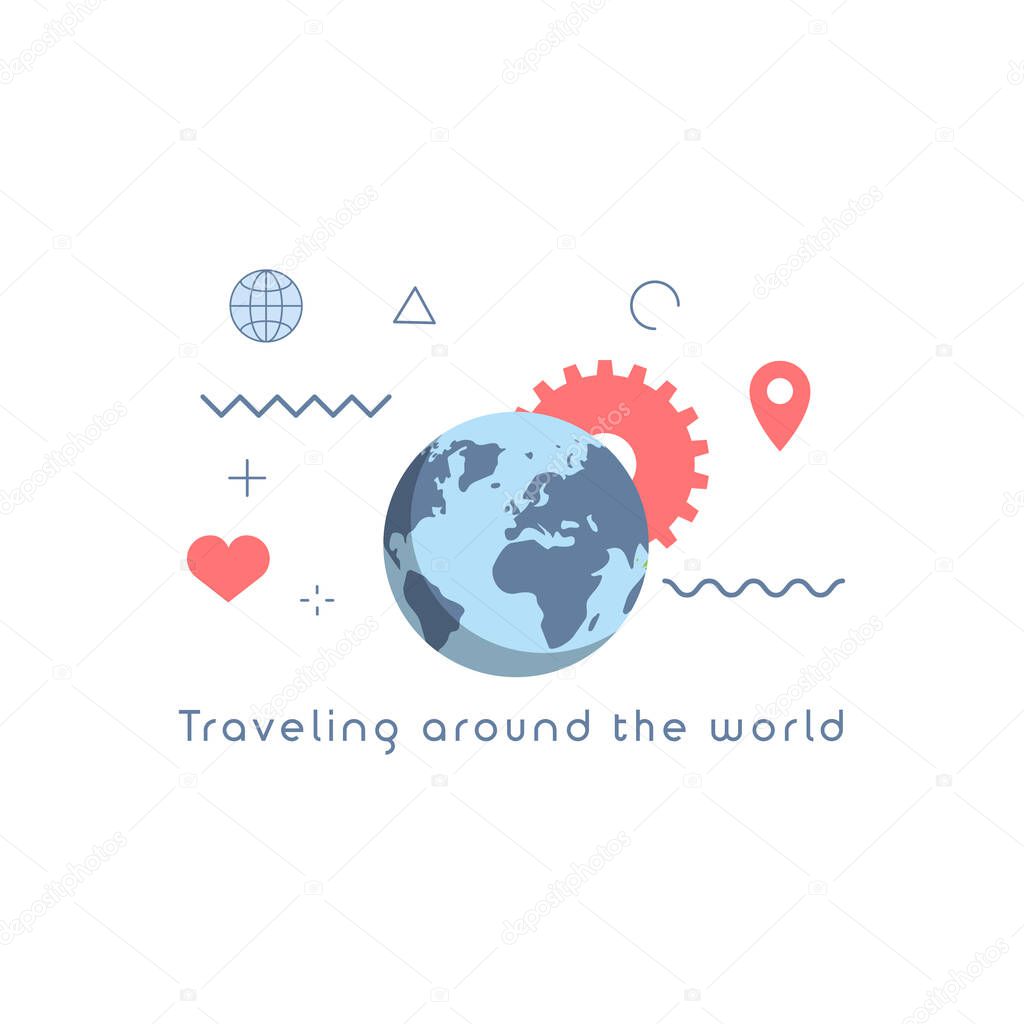 traveling around the world concepts.traveling around the world modern vector illustration concept. Simple vector icon.design for web UI, mobile upp, banner, poster.