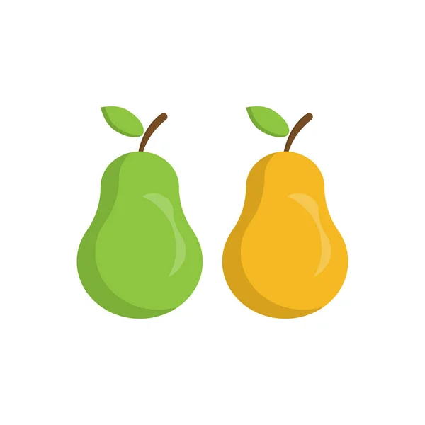 Fresh Pear Fruits Leaf Cartoon Illustration Funny Vector Illustration Flat — Stock Vector