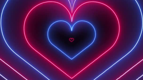 Abstract Neon Hearts Background Heart Background Footage Seamless Loop — Stock Video