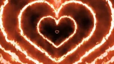 Soyut Fire Hearts tünel arka plan videosu. Kalp arka plan görüntüsü..