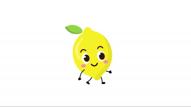 Nette Zitrone Charakter Walking Animation Animation Mit Luma Matt Lustiges — Stockvideo
