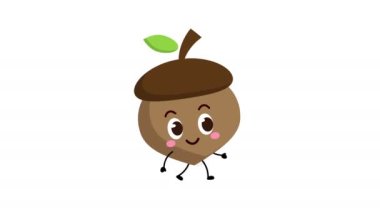 Tatlı palamut karakteri yürüyen animasyon. Mat 'le animasyon. Komik palamut yürüyüşü videosu