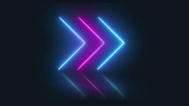 Neon işareti Oklar mavi ışık sinyalinin animasyonu. Sunumlarınız için kullanılabilir, çevrimiçi medya, sosyal medya. Neon işareti Yansımalı Oklar Animasyonu.