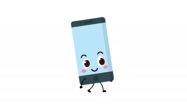 Bonito Smartphone Personagem Andando Animação Animação Com Luma Matte Engraçado — Vídeo de Stock