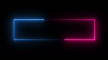 Siyah arkaplandaki Neon Parlayan Çerçeve. İki renk mavi ve mor..