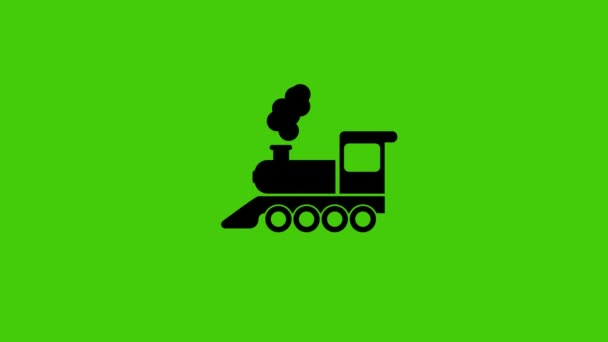 Animación Icono Locomotora Negro Sobre Fondo Verde — Vídeo de stock